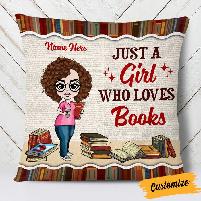 Personalized Girl Loves Books Pillow NB271 30O53 1
