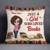 Personalized Girl Loves Books Pillow NB271 30O53 thumb 1