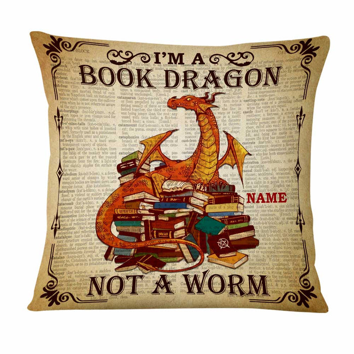 Personalized Book Dragon Not A Worm Pillow NB274 85O47 1