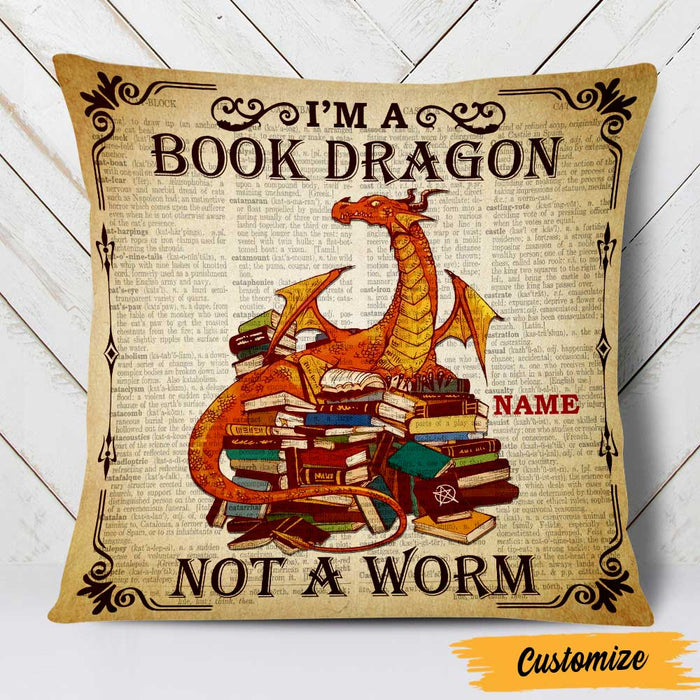 Personalized Book Dragon Not A Worm Pillow NB274 85O47 1