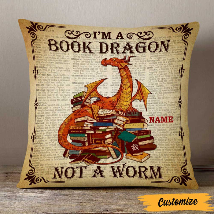 Personalized Book Dragon Not A Worm Pillow NB274 85O47 1
