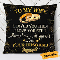 Personalized Couple Husband Wife Wedding Rings Rose Pillow NB292 81O34 thumb 1
