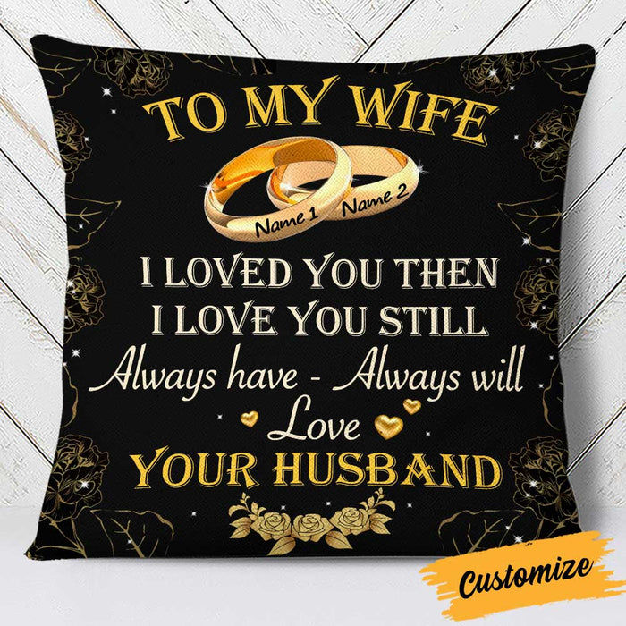 Personalized Couple Husband Wife Wedding Rings Rose Pillow NB292 81O34 1