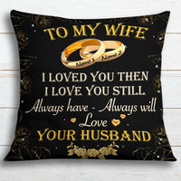 Personalized Couple Husband Wife Wedding Rings Rose Pillow NB292 81O34 thumb 1
