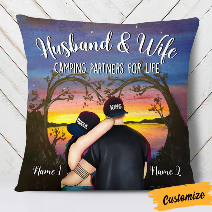 Personalized Husband And Wife Camping Partners For Life Couple Pillow NB292 85O57 1