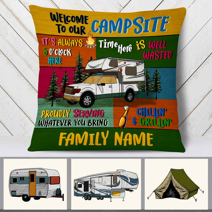 Personalized Camping Family Campsite Pillow NB293 30O58 1