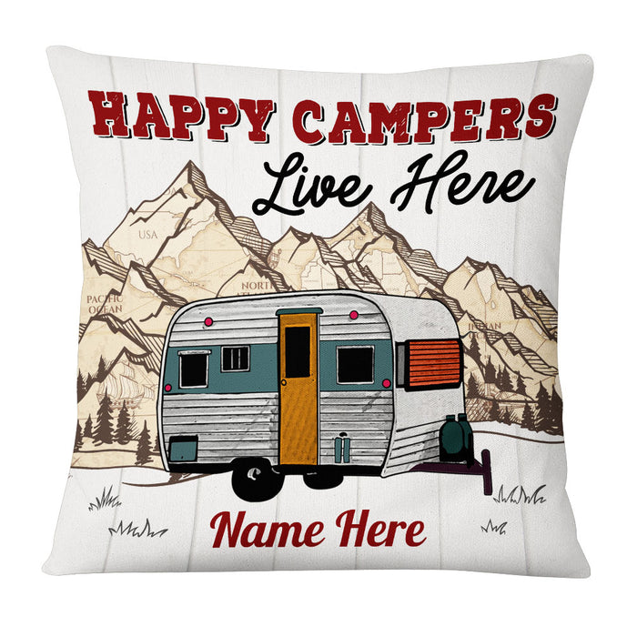 Personalized Happy Camping Family Pillow NB295 95O53 1