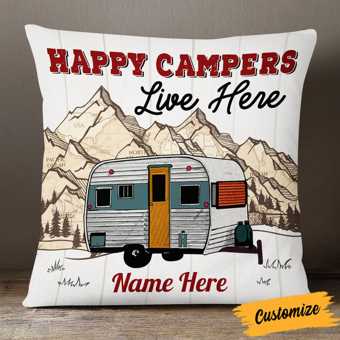 Personalized Happy Camping Family Pillow NB295 95O53 1