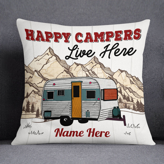 Personalized Happy Camping Family Pillow NB295 95O53 1