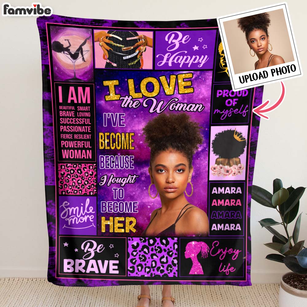 Personalized Gift For Daughter Purple Theme Upload Photo Blanket 31475 Primary Mockup