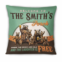 Personalized Outdoor Porch Sit Bear Family The Drinks Are Cold Laughter Free Pillow NB295 85O66 thumb 1
