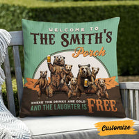 Personalized Outdoor Porch Sit Bear Family The Drinks Are Cold Laughter Free Pillow NB295 85O66 thumb 1
