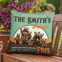Personalized Outdoor Porch Sit Bear Family The Drinks Are Cold Laughter Free Pillow NB295 85O66 thumb 1