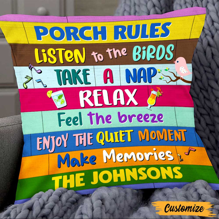 Personalized Outdoor Porch Rules Pillow NB301 81O47 1
