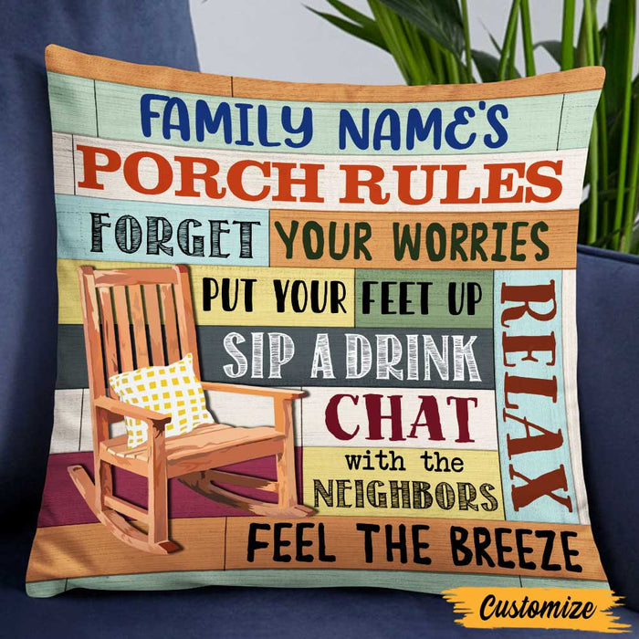 Personalized Outdoor Porch Rules Pillow NB303 95O47 1