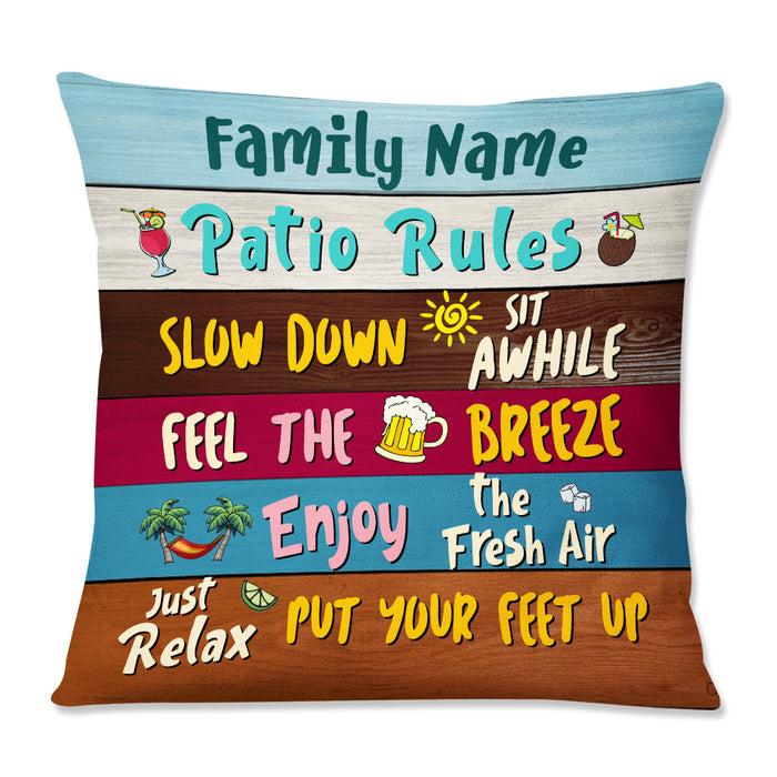 Personalized Outdoor Family Patio Rules Pillow NB306 23O57 1