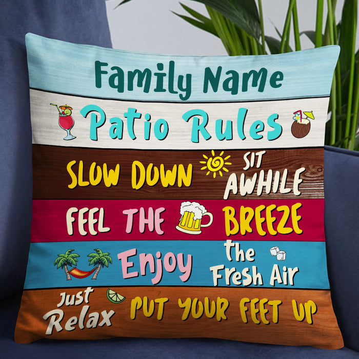 Personalized Outdoor Family Patio Rules Pillow NB306 23O57 1