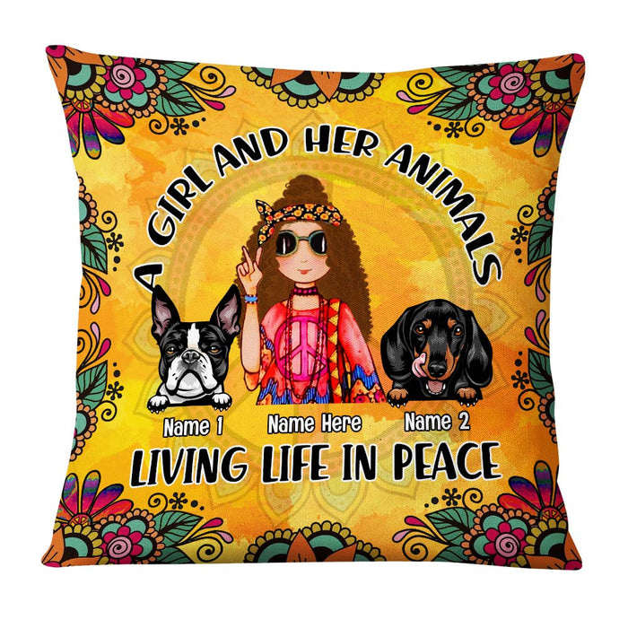 Personalized Hippie Girl Dog Pillow DB13 81O36 1