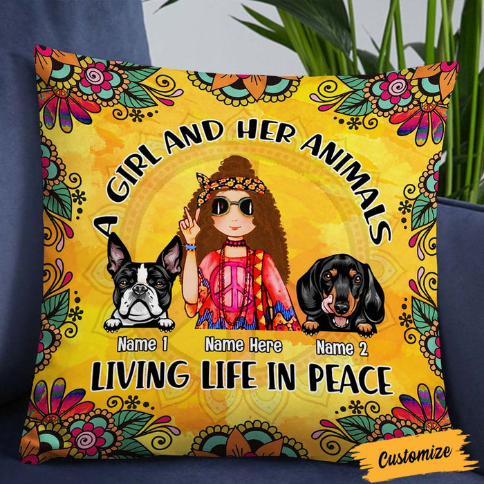 Personalized Hippie Girl Dog Pillow DB13 81O36 1