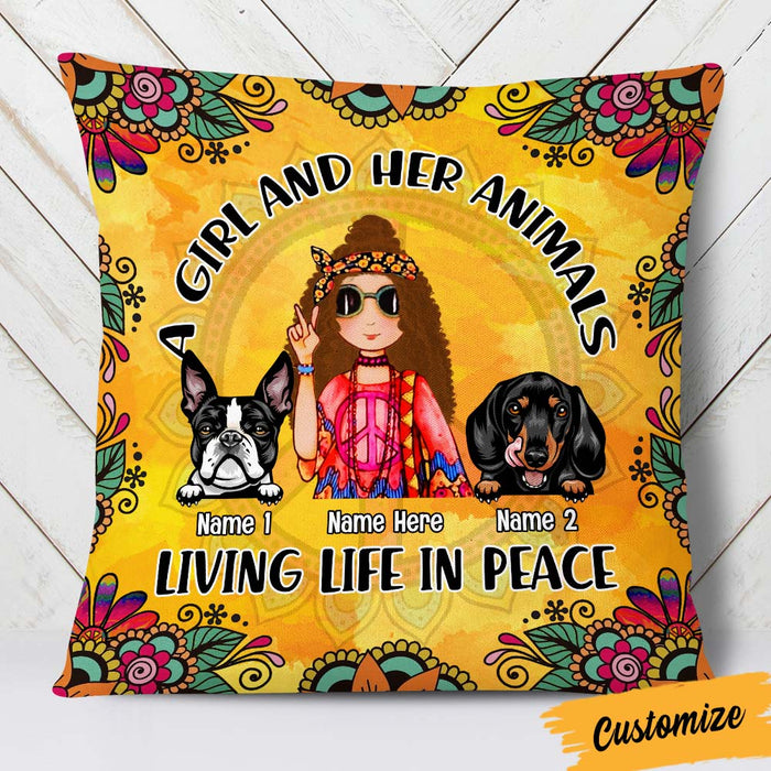 Personalized Hippie Girl Dog Pillow DB13 81O36 1