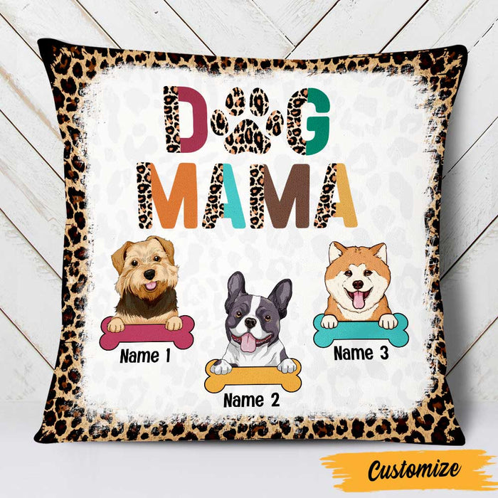 Personalized Dog Mom Leopard Pattern Pillow DB12 95O47 1