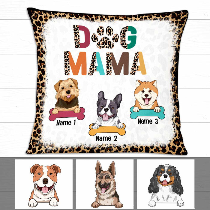 Personalized Dog Mom Leopard Pattern Pillow DB12 95O47 1