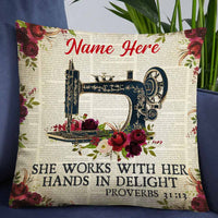Personalized Love Sewing She Works With Her Hands In Delight Pillow DB31 85O57 thumb 1
