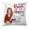 Personalized Love Sewing My Happy Place Pillow DB27 26O66 1
