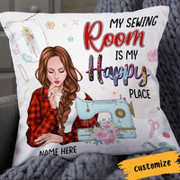 Personalized Love Sewing My Happy Place Pillow DB27 26O66 thumb 1