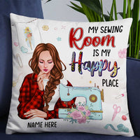 Personalized Love Sewing My Happy Place Pillow DB27 26O66 thumb 1