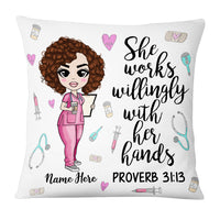 Personalized Proud Nurse She Works Willingly Pillow DB44 95O53 thumb 1