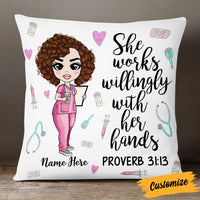 Personalized Proud Nurse She Works Willingly Pillow DB44 95O53 thumb 1