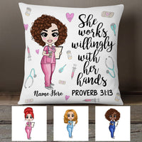 Personalized Proud Nurse She Works Willingly Pillow DB44 95O53 thumb 1