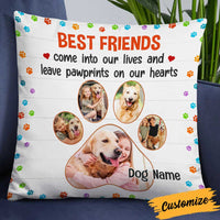 Personalized Dog Memo Photo Pawprints On Our Hearts Pillow DB25 23O34 thumb 1