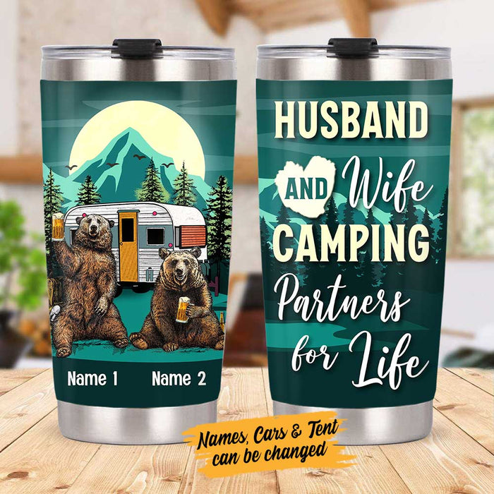 Personalized Husband Wife Couple Camping Partners Steel Tumbler OB302 81O58 1
