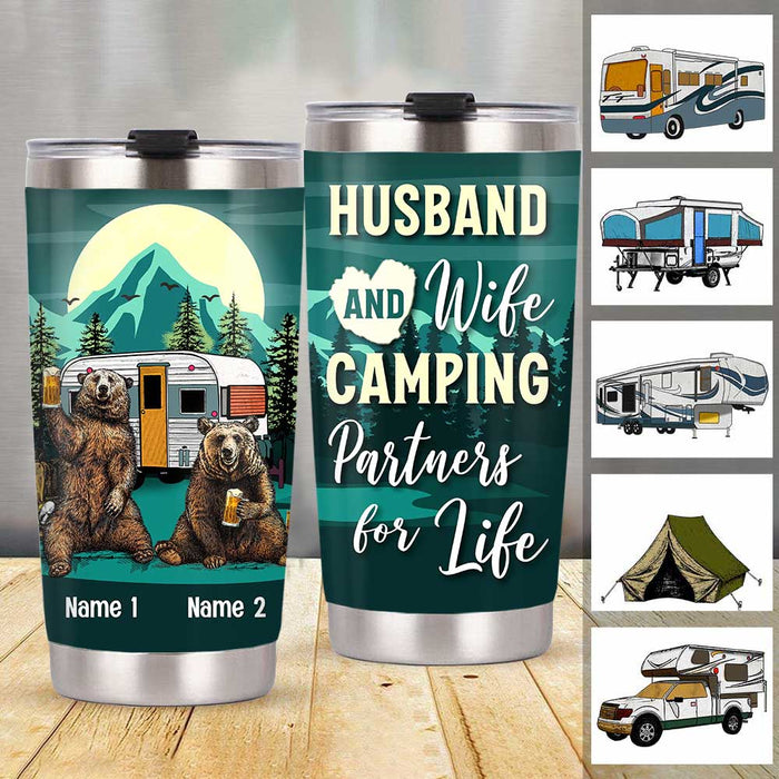 Personalized Husband Wife Couple Camping Partners Steel Tumbler OB302 81O58 1