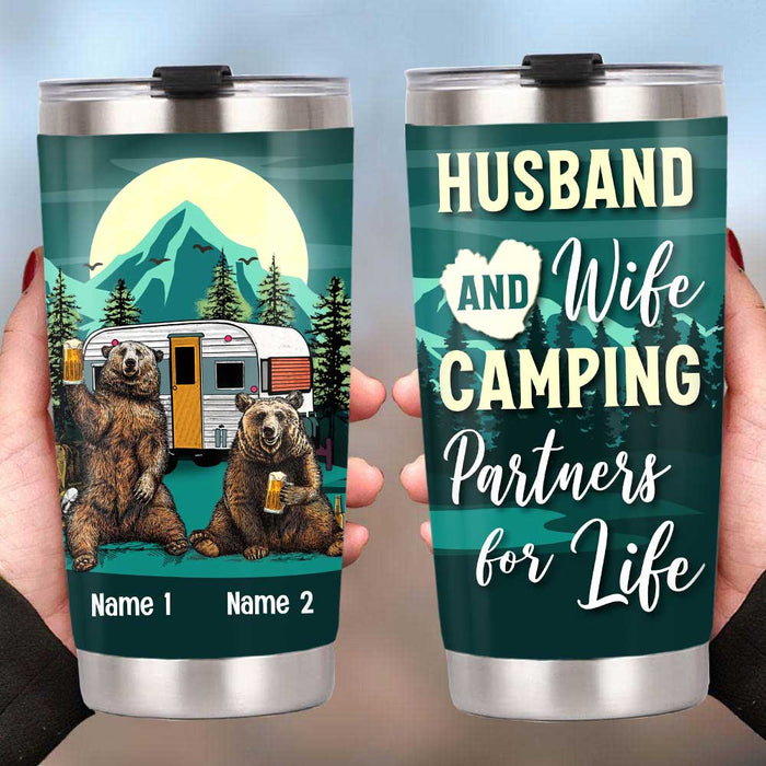 Personalized Husband Wife Couple Camping Partners Steel Tumbler OB302 81O58 1