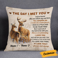 Personalized Deer Hunting Couple The Day I Met You Pillow DB35 85O53 thumb 1