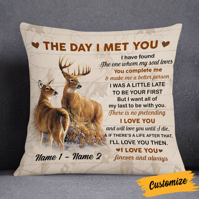 Personalized Deer Hunting Couple The Day I Met You Pillow DB35 85O53 1