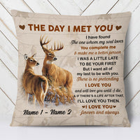 Personalized Deer Hunting Couple The Day I Met You Pillow DB35 85O53 thumb 1