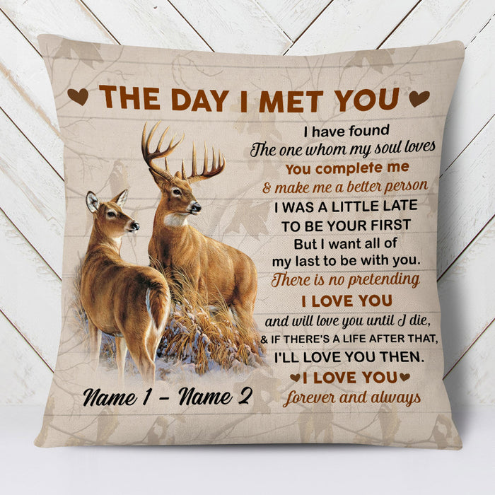 Personalized Deer Hunting Couple The Day I Met You Pillow DB35 85O53 1