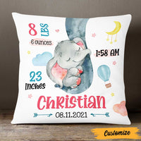 Personalized Elephant Baby Birth Announcement Pillow DB61 85O47 thumb 1