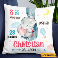 Personalized Elephant Baby Birth Announcement Pillow DB61 85O47 thumb 1