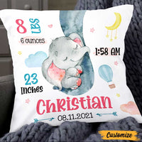 Personalized Elephant Baby Birth Announcement Pillow DB61 85O47 thumb 1