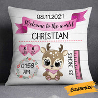 Personalized Elephant Deer Bear Baby Birth Announcement Pillow DB63 85O34 thumb 1
