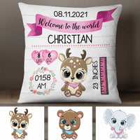 Personalized Elephant Deer Bear Baby Birth Announcement Pillow DB63 85O34 thumb 1