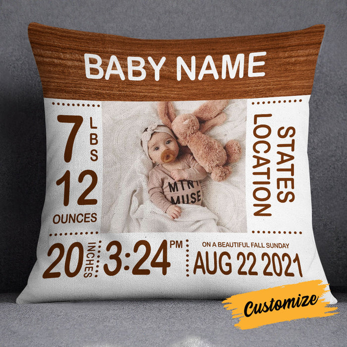 Personalized Baby Birth Announcement Photo Pillow DB49 30O18 1