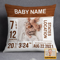 Personalized Baby Birth Announcement Photo Pillow DB49 30O18 thumb 1