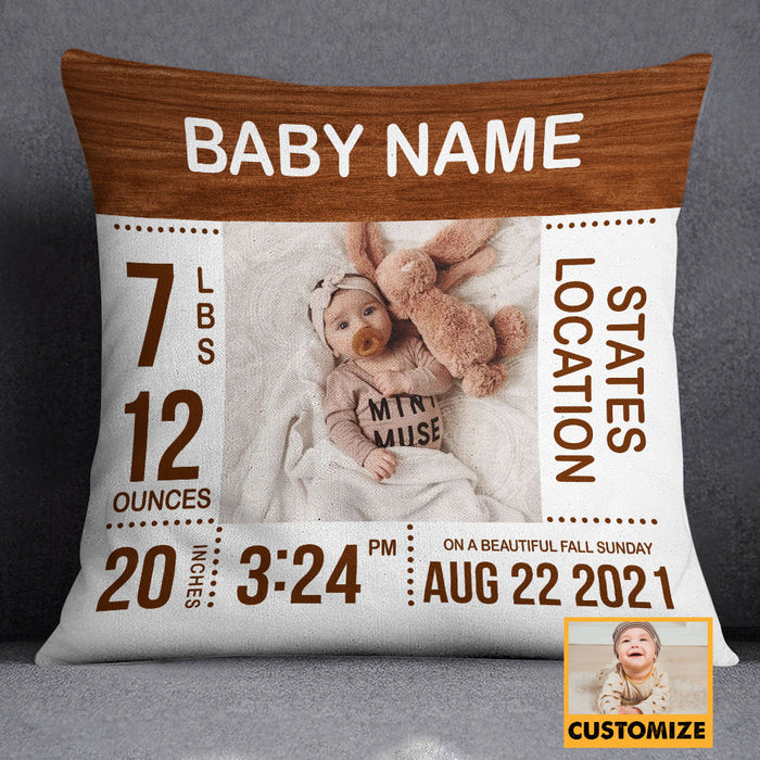 Personalized Baby Birth Announcement Photo Pillow DB49 30O18 1