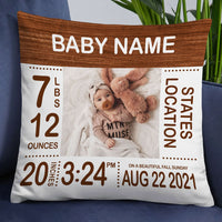 Personalized Baby Birth Announcement Photo Pillow DB49 30O18 thumb 1